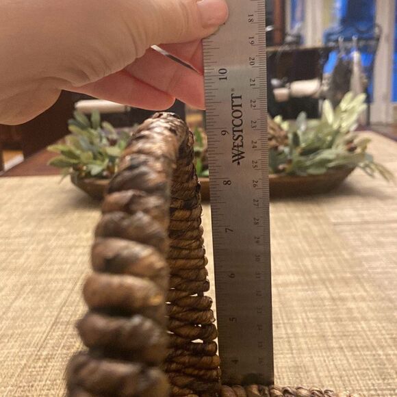 Dark Brown Woven Handled Oval Rustic Open Basket - Picture 12 of 12